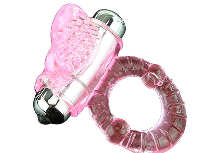 Rosa transparenter silikonvibrator von baile mit schmetterlingsform, metallischer silberbasis und strukturierter oberfläche