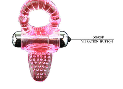 Pink transluzenter silikonring mit strukturierter spitze und silbernem an aus vibrationsknopf für den penisring von baile