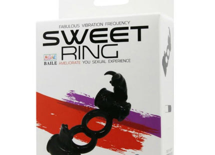 Baile sweet ring dopp ring aus schwarzem silikon mit drei verbundenenringen und gebogenem griff in weißer box