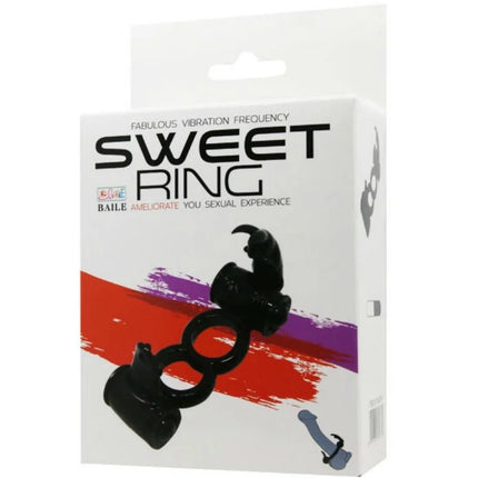 Baile sweet ring dopp ring aus schwarzem silikon mit drei verbundenenringen und gebogenem griff in weißer box
