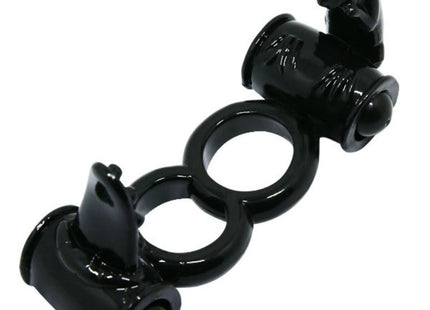Schwarzer silikon cockring baile sweet ring dopple ring mit zwei verstellbaren gebogenen enden und zentralem ring
