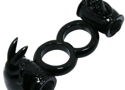 Schwarzer silikon dreiring erwachsenenspielzeug mit krallen- und kugelkopfaufsätzen von baile sweet ring dopple-ring