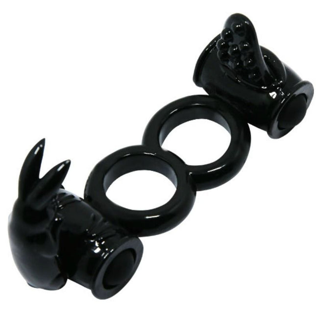 Schwarzer silikon dreiring erwachsenenspielzeug mit krallen- und kugelkopfaufsätzen von baile sweet ring dopple-ring