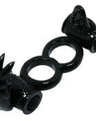Schwarzer silikon dreiring erwachsenenspielzeug mit krallen- und kugelkopfaufsätzen von baile sweet ring dopple-ring