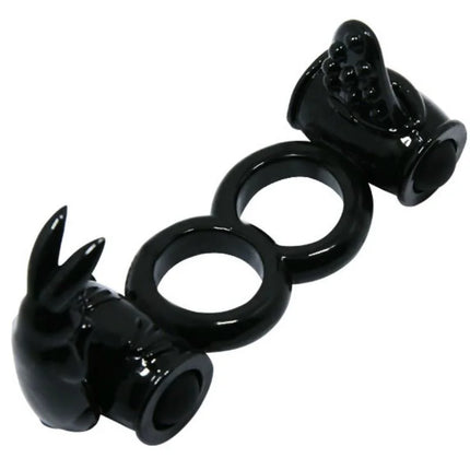 Schwarzer silikon dreiring erwachsenenspielzeug mit krallen- und kugelkopfaufsätzen von baile sweet ring dopple-ring