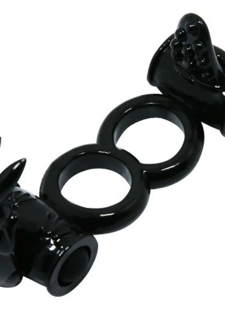 Schwarzer silikon dreiring erwachsenenspielzeug mit krallen- und kugelkopfaufsätzen von baile sweet ring dopple-ring