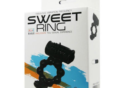 Schwarzer silikon sweet ring mit texturierter segmentierung und zylindrischem doppeltstimulator von baile