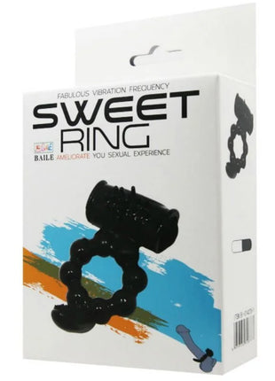 Schwarzer silikon sweet ring mit texturierter segmentierung und zylindrischem doppeltstimulator von baile