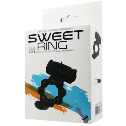 Schwarzer silikon sweet ring mit texturierter segmentierung und zylindrischem doppeltstimulator von baile