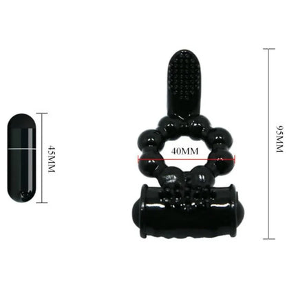 Baile sweet ring ring mit doppelstimulator schwarzer silikonfinger ring mit texturiertem griff und perlenmuster