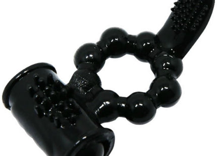 Schwarzer baile sweet ring ring mit doppelstimulator aus silikon mit strukturierten perlen und borstenenden