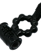 Schwarzer baile sweet ring ring mit doppelstimulator aus silikon mit strukturierten perlen und borstenenden