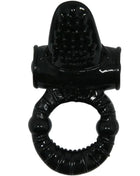 Baile sweet ring vibrierring mit texturiertem kaninchen in schwarzem silikon mit geriffelter oberfläche und erhabenen punkten