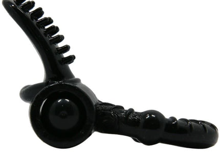 Schwarzer silikon anal vibrator sweet ring mit texturiertem kaninchen und gebogenem griff mit stachelkopf