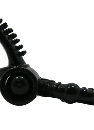 Schwarzer silikon anal vibrator sweet ring mit texturiertem kaninchen und gebogenem griff mit stachelkopf