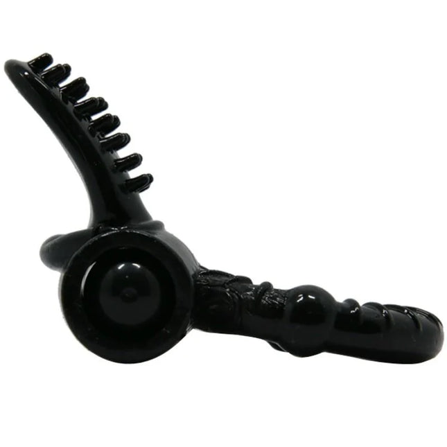 Schwarzer silikon anal vibrator sweet ring mit texturiertem kaninchen und gebogenem griff mit stachelkopf
