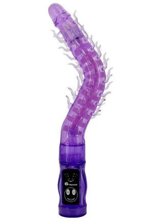 Baile thorn flieder stimulator vibrator aus durchsichtigem violettem kunststoff mit segmentiertem körper und weißen stacheln