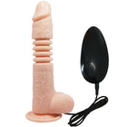 Pink silikon dildo mit strukturierten rillen und basis mit schwarzer ovaler fernbedienung baile thunder up multifunktionsvibrator