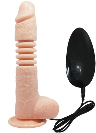 Pink silikon dildo mit strukturierten rillen und basis mit schwarzer ovaler fernbedienung baile thunder up multifunktionsvibrator