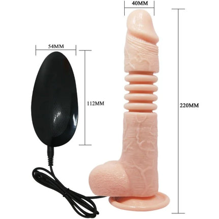 Pink silikon vibrierender dildo mit strukturierten rillen und flachem sockel plus schwarzer ovaler fernbedienung von baile thunder up multifunctionsvibrator