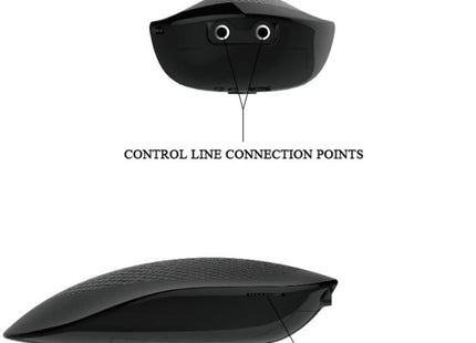 Schwarze ergonomische fernbedienung mit strukturierter oberfläche und beschrifteten anschlussstellen für den baile thunder up multifunktionsvibrator