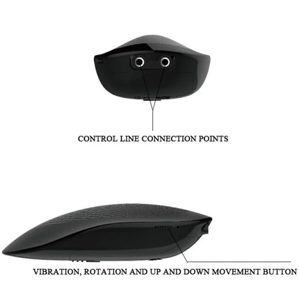 Schwarze ergonomische fernbedienung mit strukturierter oberfläche und beschrifteten anschlussstellen für den baile thunder up multifunktionsvibrator