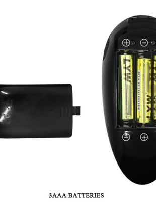 Schwarzer plastikakkuhalter mit drei aaa-batterien und abnehmbarem deckel für baile thunder up multifunktionsvibrator