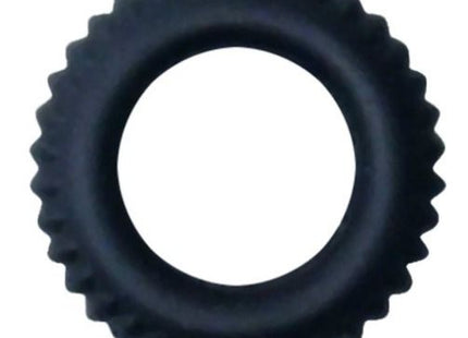 Schwarzer baile titan cockring aus gummi mit strukturierter, zahnräderähnlicher außenkante 1,9 cm breit