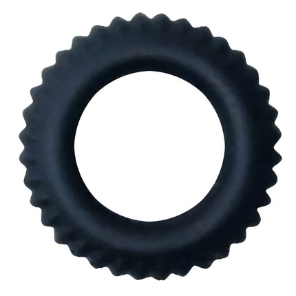 Schwarzer baile titan cockring aus gummi mit strukturierter, zahnräderähnlicher außenkante 1,9 cm breit