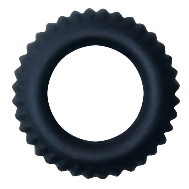 Schwarzer baile titan cockring aus gummi mit strukturierter, zahnräderähnlicher außenkante 1,9 cm breit