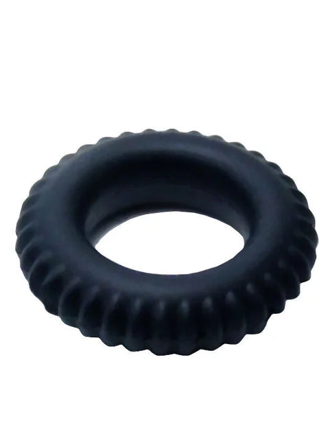 Baile titan cockring schwarz 1.9 cm schwarzer silikonring mit strukturierter, gerillter außenkante