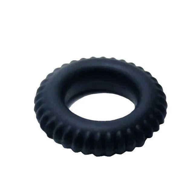 Baile titan cockring schwarz 1.9 cm schwarzer silikonring mit strukturierter, gerillter außenkante