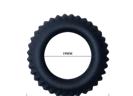 Baile titan cockring schwarz 1.9 cm schwarzer silikonring mit strukturierter oberfläche und gezacktem rand 35 mm breit