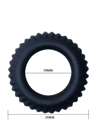 Baile titan cockring schwarz 1.9 cm schwarzer silikonring mit strukturierter oberfläche und gezacktem rand 35 mm breit