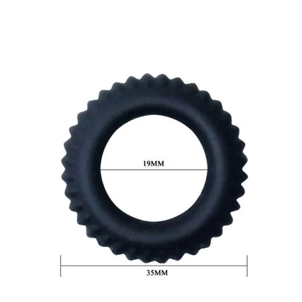 Baile titan cockring schwarz 1.9 cm schwarzer silikonring mit strukturierter oberfläche und gezacktem rand 35 mm breit