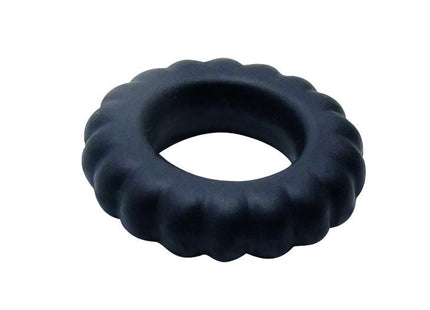 Schwarzer baile titan cockring aus silikon mit gewelltem blütenblattrand und 2 cm breite