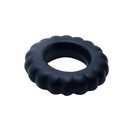 Schwarzer baile titan cockring aus silikon mit gewelltem blütenblattrand und 2 cm breite