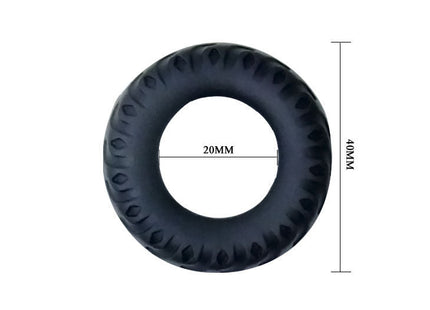 Schwarzer gummiring mit profilierter oberfläche 2 cm von baile titan cockring schwarz grün
