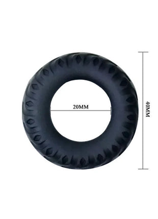 Schwarzer gummiring mit profilierter oberfläche 2 cm von baile titan cockring schwarz grün
