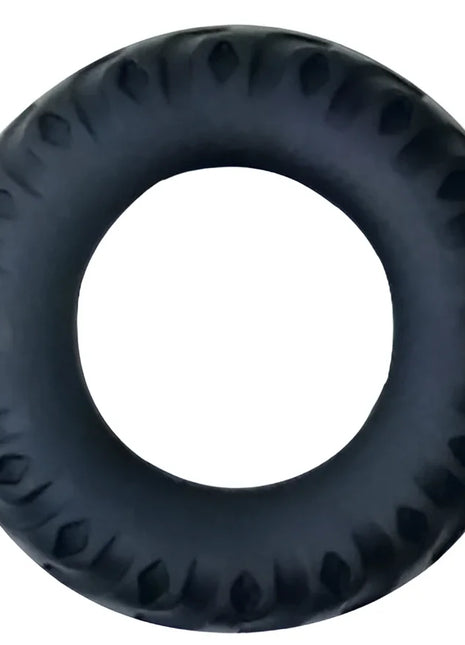Schwarzer gummiring mit strukturiertem laufprofil baile titan cockring schwarz grün 2 cm