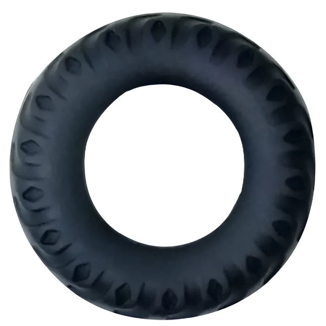 Schwarzer gummiring mit strukturiertem laufprofil baile titan cockring schwarz grün 2 cm