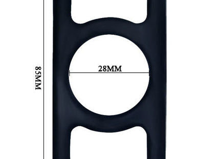 Schwarzer silikon cockring von baile mit zentraler runder öffnung und zwei rechteckigen aussparungen 38x58mm