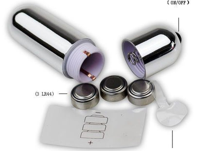 Chrome-finish zylindrischer vibrator mit drei lr44 batterien und weißer bedienungsanleitung von baile ultimative 10 rhythms verlängerungsabdeckung mit vibration