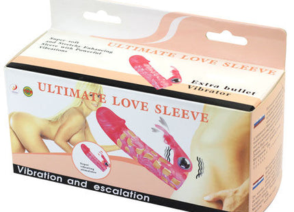 Pinkes plastik ultimate love sleeve vibrator mit strukturierter oberfläche und dekorativen mustern von baile