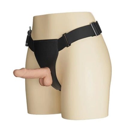 Baile ultra leidenschaftlicher schwarzer silikonharness mit verstellbaren trägern und seitlichem reißverschluss 19,4 cm natural