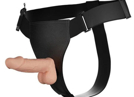 Schwarzes baile ledergeschirr mit realistischem hautfarbenem dildo 19,4 cm für ultra leidenschaftlichen gebrauch
