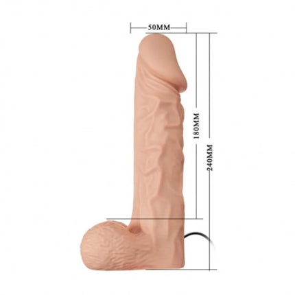 Peachfarbener silikon-dildo von baile mit realistischer struktur und detaillierten anatomischen konturen 24 cm lang