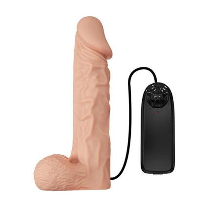 Beige silikon realistischer vibrator in männlicher form mit schwarzer fernbedienung baile ultra leidenschaftlicher geschirr 24 cm natural