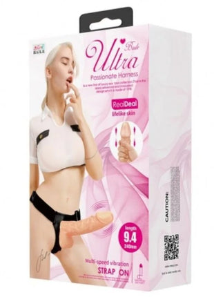 Baile ultra leidenschaftlicher geschirr 24 cm natural strap-on in rosa und weiß mit realistischem hautstruktur