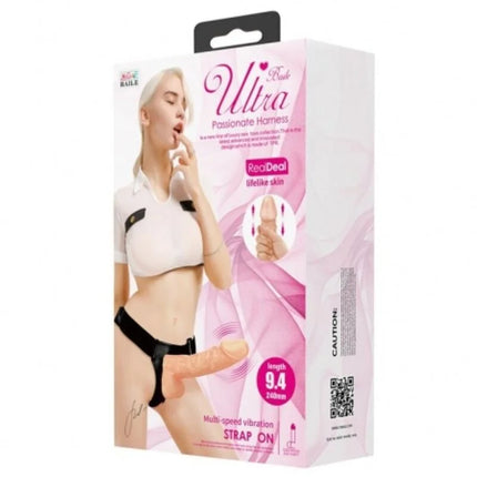 Baile ultra leidenschaftlicher geschirr 24 cm natural strap-on in rosa und weiß mit realistischem hautstruktur